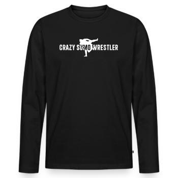 Lutteur de sumo fou - Sumo Fighter Sumo Wrestler - T-shirt manches longues Premium bio Homme - noir - Devant - Nico (187cm)