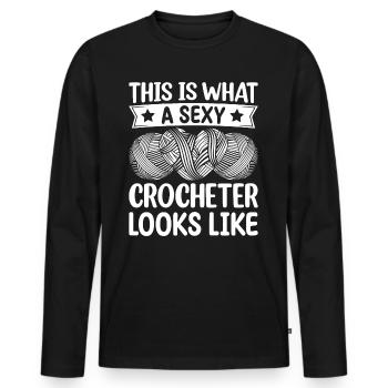 Voici à quoi ressemble une crocheteuse sexy - Crochet - T-shirt manches longues Premium bio Homme - noir - Devant - Nico (187cm)