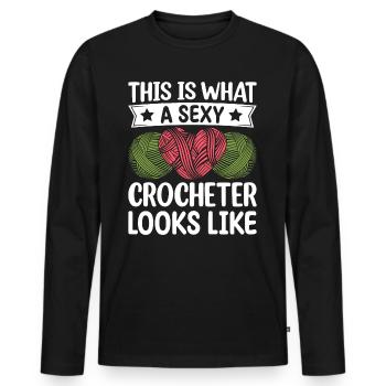 Voici à quoi ressemble une crocheteuse sexy - Funny C - T-shirt manches longues Premium bio Homme - noir - Devant - Nico (187cm)