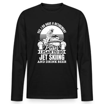 Je prévois de faire du jet ski et de boire de la bière - Funny Jet - T-shirt manches longues Premium bio Homme - noir - Devant - Nico (187cm)