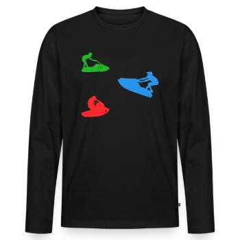 Silhouette de jet ski Silhouette de jet ski Jet ski - T-shirt manches longues Premium bio Homme - noir - Devant - Nico (187cm)