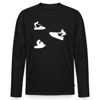 Jet Ski Silhouette Jet Skiing Jet Ski Driver - T-shirt manches longues Premium bio Homme - noir - Devant - Nico (187cm)