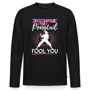 Don't Let The Ponytail Fool You - Funny Muay Thai - Men's Premium Organic Long Sleeve Shirt - black - Front - Nico (187cm)