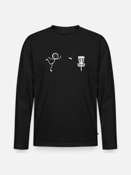 Disc Golf Stick Figur - Disc Golf Sjov Disc G - Premium økologisk langærmet T-shirt til mænd - sort