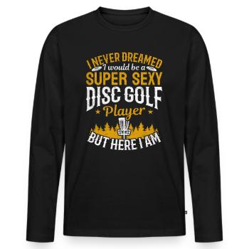 Disc golfing - Lecteur de disc golf super sexy - T-shirt manches longues Premium bio Homme - noir - Devant - Nico (187cm)