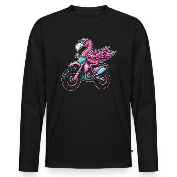 Flamingo Dirt Bike Flamingo Motocross Flamingo - T-shirt manches longues Premium bio Homme - noir - Devant - Nico (187cm)