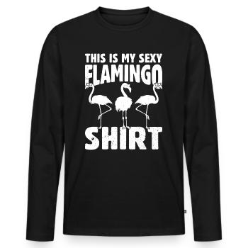 This is my sexy flamingo shirt - Flamingo Bird - Men's Premium Organic Long Sleeve Shirt - black - Front - Nico (187cm)