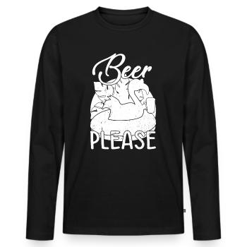 Party Flamingo Beer please Funny Flamingo - Men's Premium Organic Long Sleeve Shirt - black - Front - Nico (187cm)