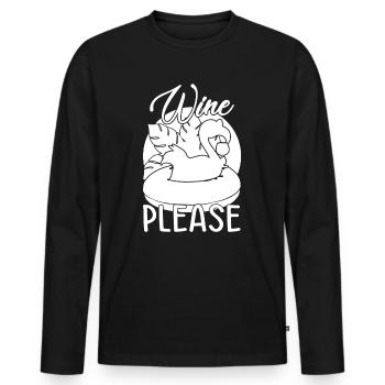 Party Flamingo Wine please Funny Flamingo - Men's Premium Organic Long Sleeve Shirt - black - Front - Nico (187cm)