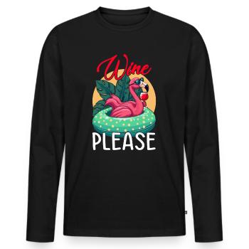 Party Flamingo Wine please Funny Flamingo Party - Men's Premium Organic Long Sleeve Shirt - black - Front - Nico (187cm)