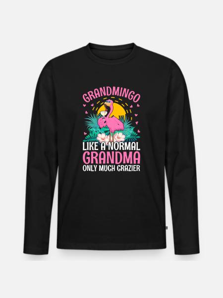 Flamingo Grand-mère Flamingo - T-shirt manches longues Premium bio Homme - noir