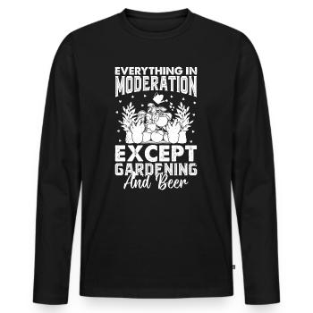 Tout avec modération, sauf le jardinage et la bière - T-shirt manches longues Premium bio Homme - noir - Devant - Nico (187cm)