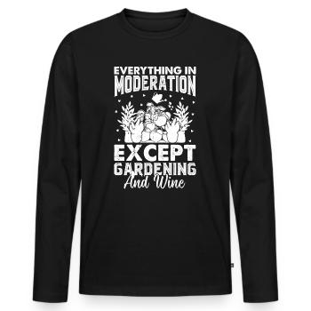 Everything In Moderation Except Gardening and Wine - Men's Premium Organic Long Sleeve Shirt - black - Front - Nico (187cm)