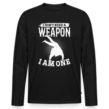 Je n’ai pas besoin d’une arme, j’en suis une - Judo drôle - T-shirt manches longues Premium bio Homme - noir - Devant - Nico (187cm)