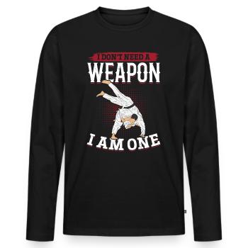 Je n’ai pas besoin d’une arme, j’en suis une - Judo drôle - T-shirt manches longues Premium bio Homme - noir - Devant - Nico (187cm)