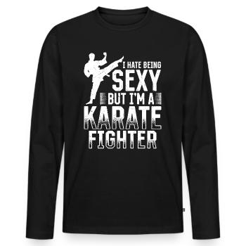 Je déteste être sexy mais je suis un combattant de karaté - Drôle - T-shirt manches longues Premium bio Homme - noir - Devant - Nico (187cm)