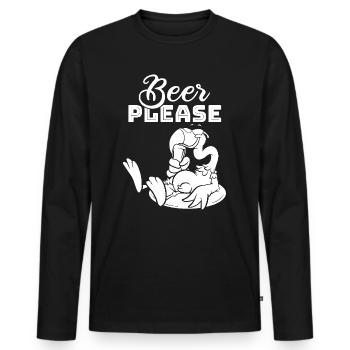 Funny Flamingo Beer please - Funny Flamingo Beer - Men's Premium Organic Long Sleeve Shirt - black - Front - Nico (187cm)