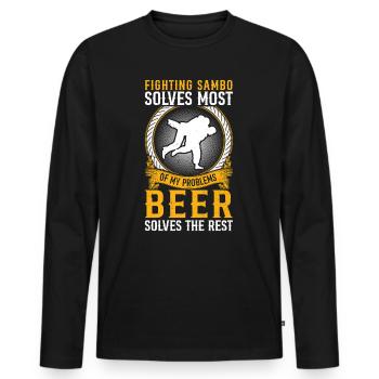 Fighting Sambo solves most of my problems - Sambo - Men's Premium Organic Long Sleeve Shirt - black - Front - Nico (187cm)