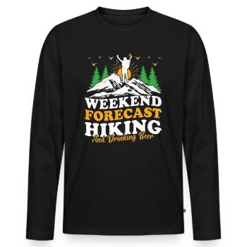 Prévisions du week-end Randonnée et consommation de bière - Randonnée pédestre - T-shirt manches longues Premium bio Homme - noir - Devant - Nico (187cm)