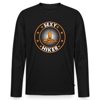 Sexy Hiker Outdoor Hiking Mountain Hiker - Men's Premium Organic Long Sleeve Shirt - black - Front - Nico (187cm)