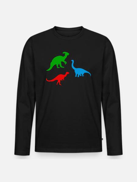 Dinosaur Silhouette Dinosaur Dino Silhouette - Ekologisk långärmad premium-T-shirt herr - svart
