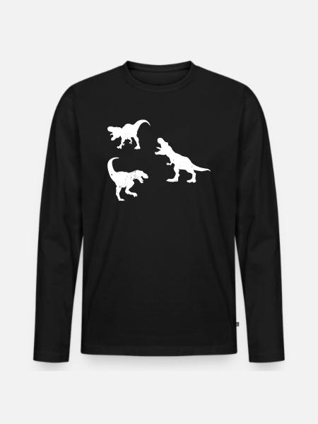 Dinosaur Silhouette T-Rex Dinosaur - Men's Premium Organic Long Sleeve Shirt - black