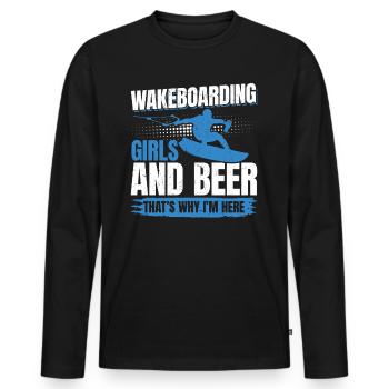 Wakeboard Les filles et la bière, c’est pourquoi je suis ici - T-shirt manches longues Premium bio Homme - noir - Devant - Nico (187cm)
