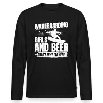 Wakeboard Les filles et la bière, c’est pourquoi je suis ici - T-shirt manches longues Premium bio Homme - noir - Devant - Nico (187cm)