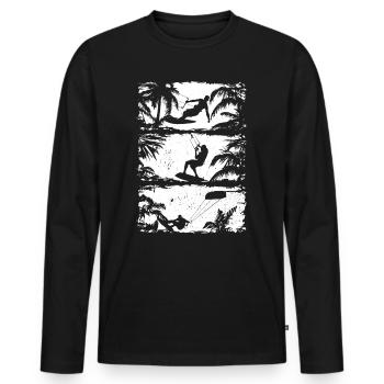 Kitesurfing Silhouette Kiteboarding Kitesurfer - Männer Premium Bio Langarmshirt - Schwarz - Vorne - Nico (187cm)
