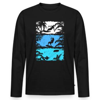 Kitesurfing Silhouette Kitesurfer Kiteboarding - Männer Premium Bio Langarmshirt - Schwarz - Vorne - Nico (187cm)