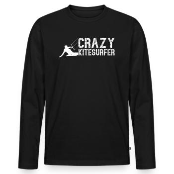 Kiteboarding - Crazy Kitesurfer - Männer Premium Bio Langarmshirt - Schwarz - Vorne - Nico (187cm)
