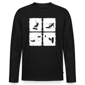 Kitesurfing Silhouette Kiteboarding Kitesurfer - Männer Premium Bio Langarmshirt - Schwarz - Vorne - Nico (187cm)