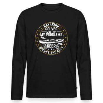Kayaking solves most of my problems beer solves - Männer Premium Bio Langarmshirt - Schwarz - Vorne - Nico (187cm)