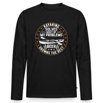 Kayaking solves most of my problems beer drowns - Men's Premium Organic Long Sleeve Shirt - black - Front - Nico (187cm)