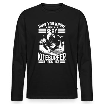 Now you know what a sexy kitesurfer looks like - Männer Premium Bio Langarmshirt - Schwarz - Vorne - Nico (187cm)