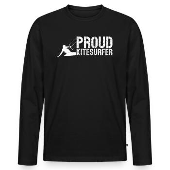 Watersports Kiteboarding - Proud Kitesurfer - Männer Premium Bio Langarmshirt - Schwarz - Vorne - Nico (187cm)