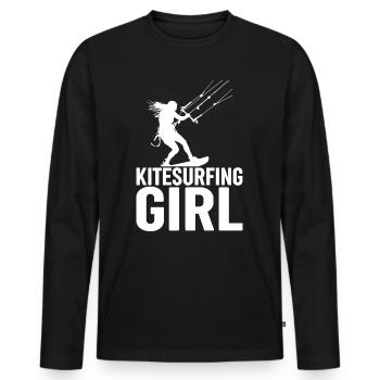 Kitesurfing girl - Kiteboarding Kitesurfer - Männer Premium Bio Langarmshirt - Schwarz - Vorne - Nico (187cm)
