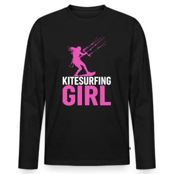 Kiteboarding Kitesurfer - Kitesurfing girl - Männer Premium Bio Langarmshirt - Schwarz - Vorne - Nico (187cm)