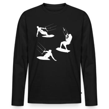 Kitesurfing Watersports Kiteboarding Kitesurfer - Männer Premium Bio Langarmshirt - Schwarz - Vorne - Nico (187cm)