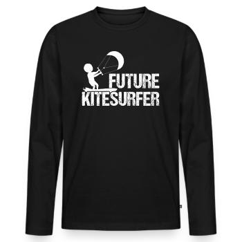 Kiteboarding Baby - Future Kitesurfer - Männer Premium Bio Langarmshirt - Schwarz - Vorne - Nico (187cm)