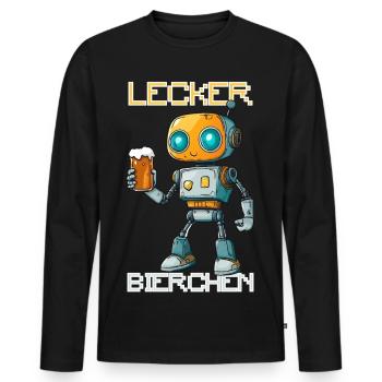 Lecker Bierchen X Roboter mit Bier lustiges - Männer Premium Bio Langarmshirt - Schwarz - Vorne - Nico (187cm)