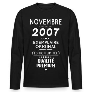 18th Birthday - November 2007 Original - Men's Premium Organic Long Sleeve Shirt - black - Front - Nico (187cm)