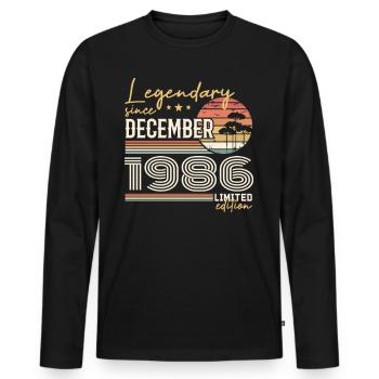 Cadeau 39e Anniversaire Décembre 1986 - T-shirt manches longues Premium bio Homme - noir - Devant - Nico (187cm)