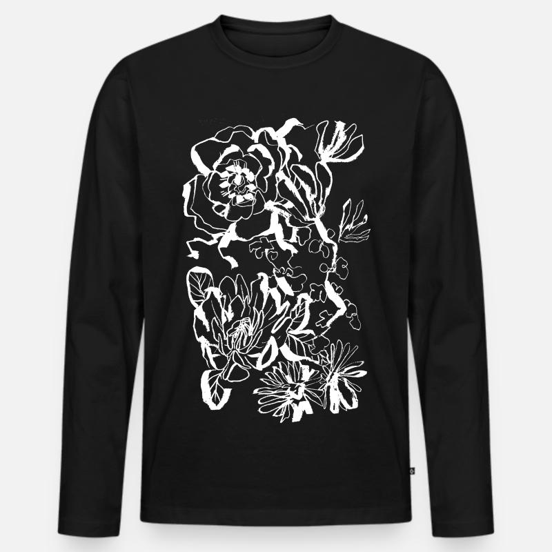 BLÜTE - Männer Premium Bio Langarmshirt - Schwarz