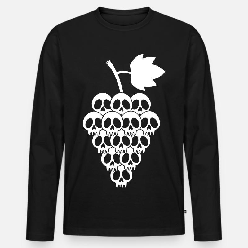 Weiße Traubenschädel - Männer Premium Bio Langarmshirt - Schwarz