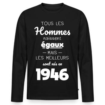 80 Jahre – Die Besten wurden 1946 geboren - Männer Premium Bio Langarmshirt - Schwarz - Vorne - Nico (187cm)