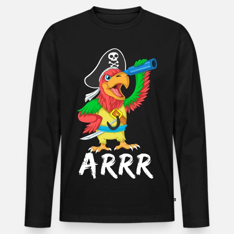 Pirate Parrot Arrr Shirt - Männer Premium Bio Langarmshirt - Schwarz
