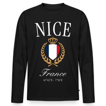 Couronne des armoiries de Nice France – Souvenir de voyage - T-shirt manches longues Premium bio Homme - noir - Devant - Nico (187cm)