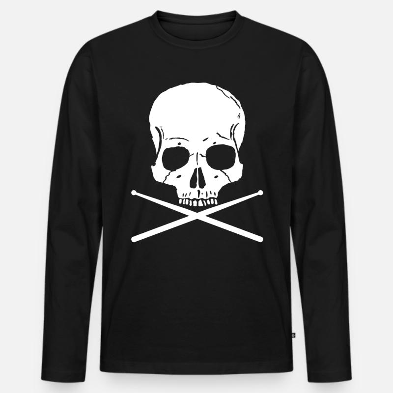 DRUMS SHIRT - Männer Premium Bio Langarmshirt - Schwarz