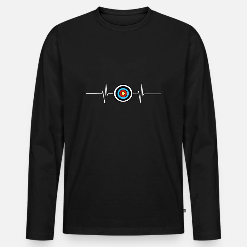 Bogenschießen Herzschlag Zielscheibe Geschenkidee - Männer Premium Bio Langarmshirt - Schwarz